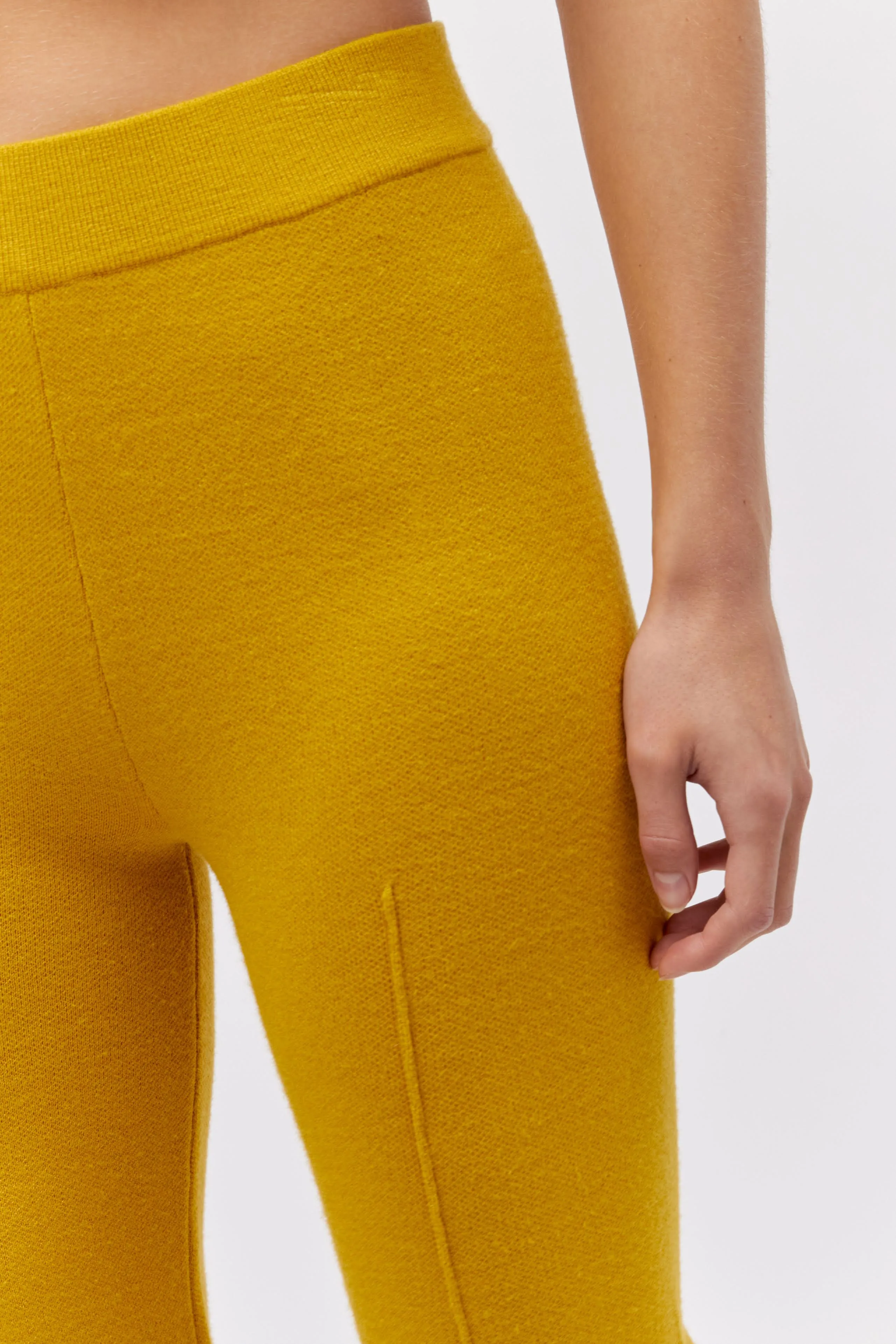 Knit Pintuck Pant in Gold