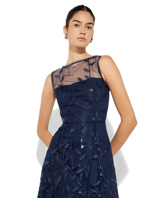 Kourtney Navy Embroidered Dress