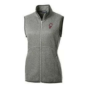 Ladies Ohio State Buckeyes Cutter & Buck Mainsail Sweater-Knit Gray Full Zip Vest