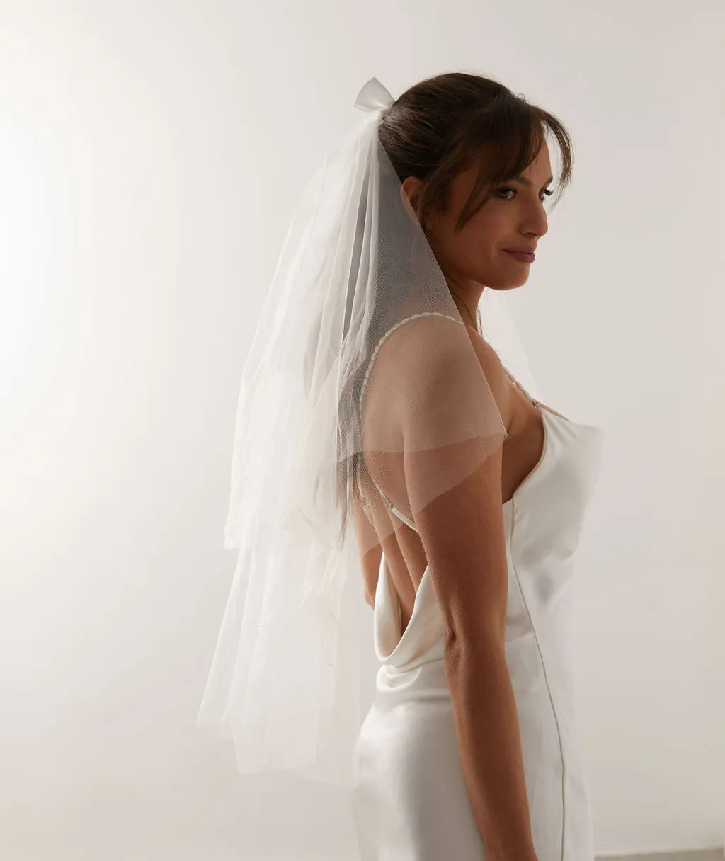 Layered Tulle Veil - White