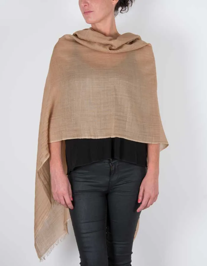 Light Brown Shawl Wool Silk Mix