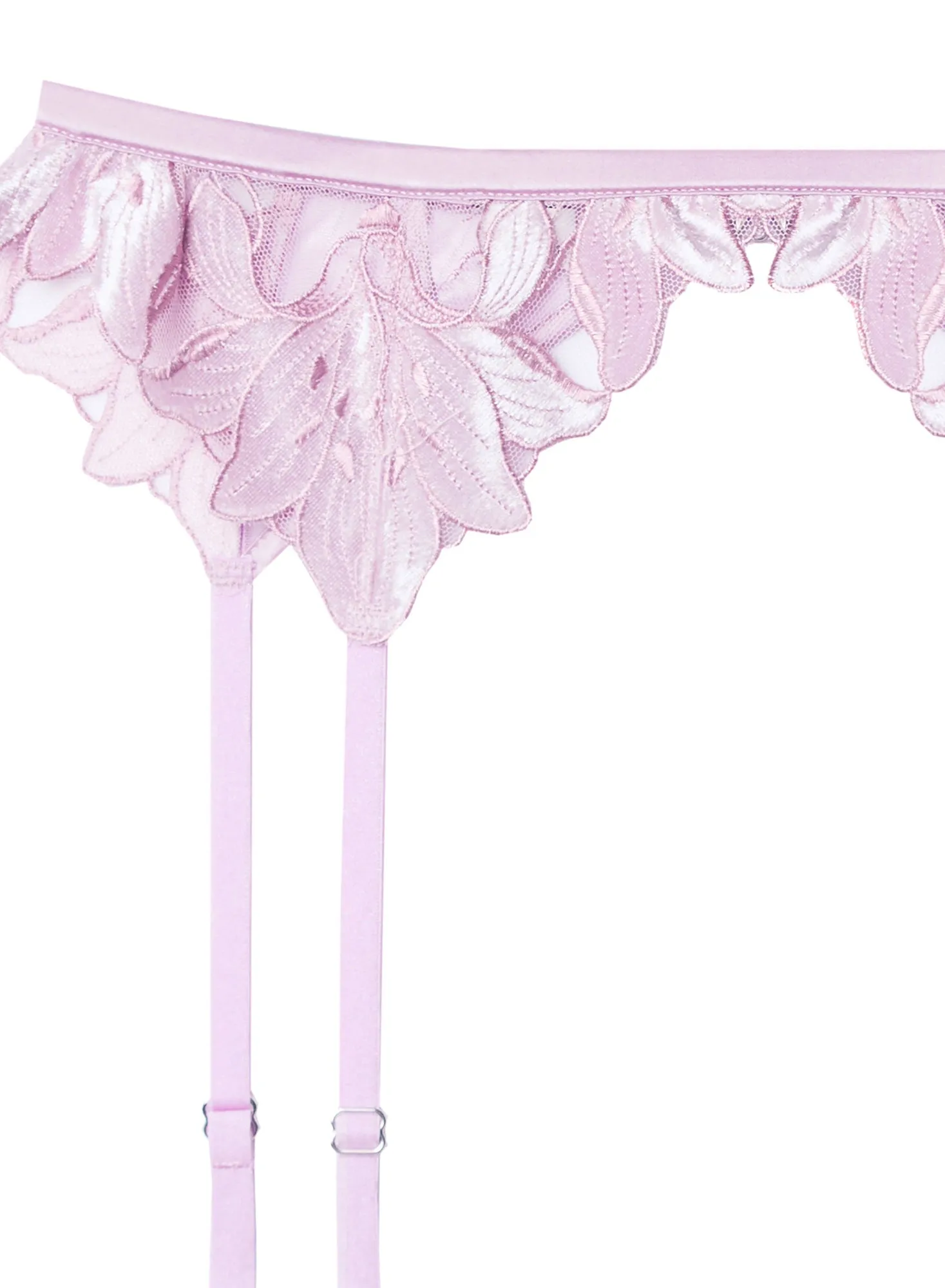 Lily Embroidery Garter Belt