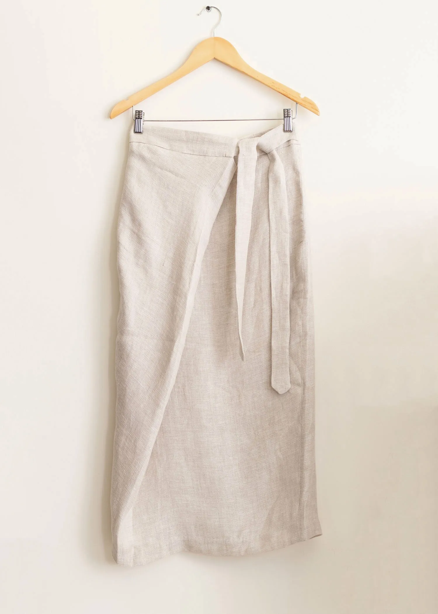 Linen Wrap Midi Skirt