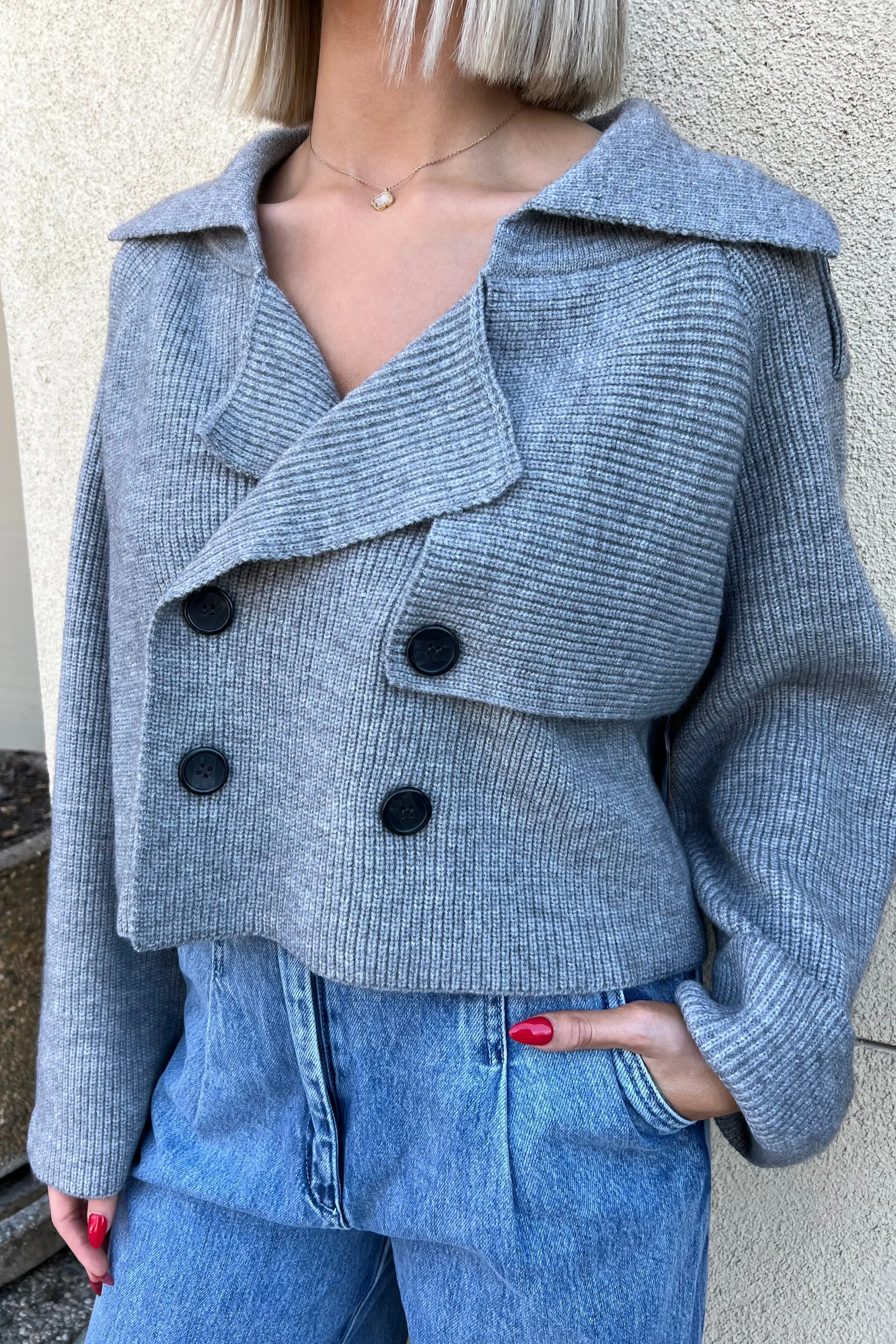 LIRAEL GREY KNIT JACKET