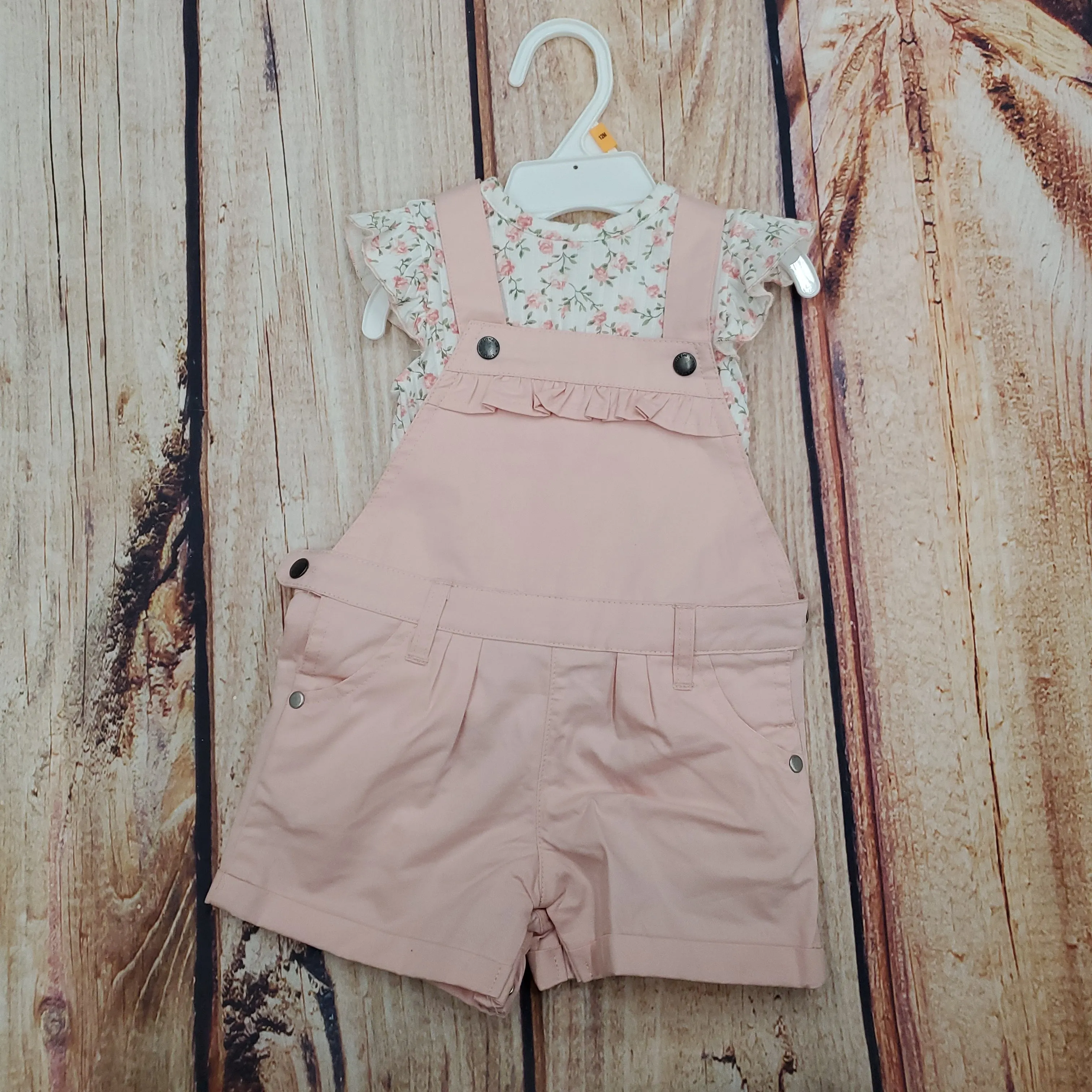 Little Me Pink Bib Short Set