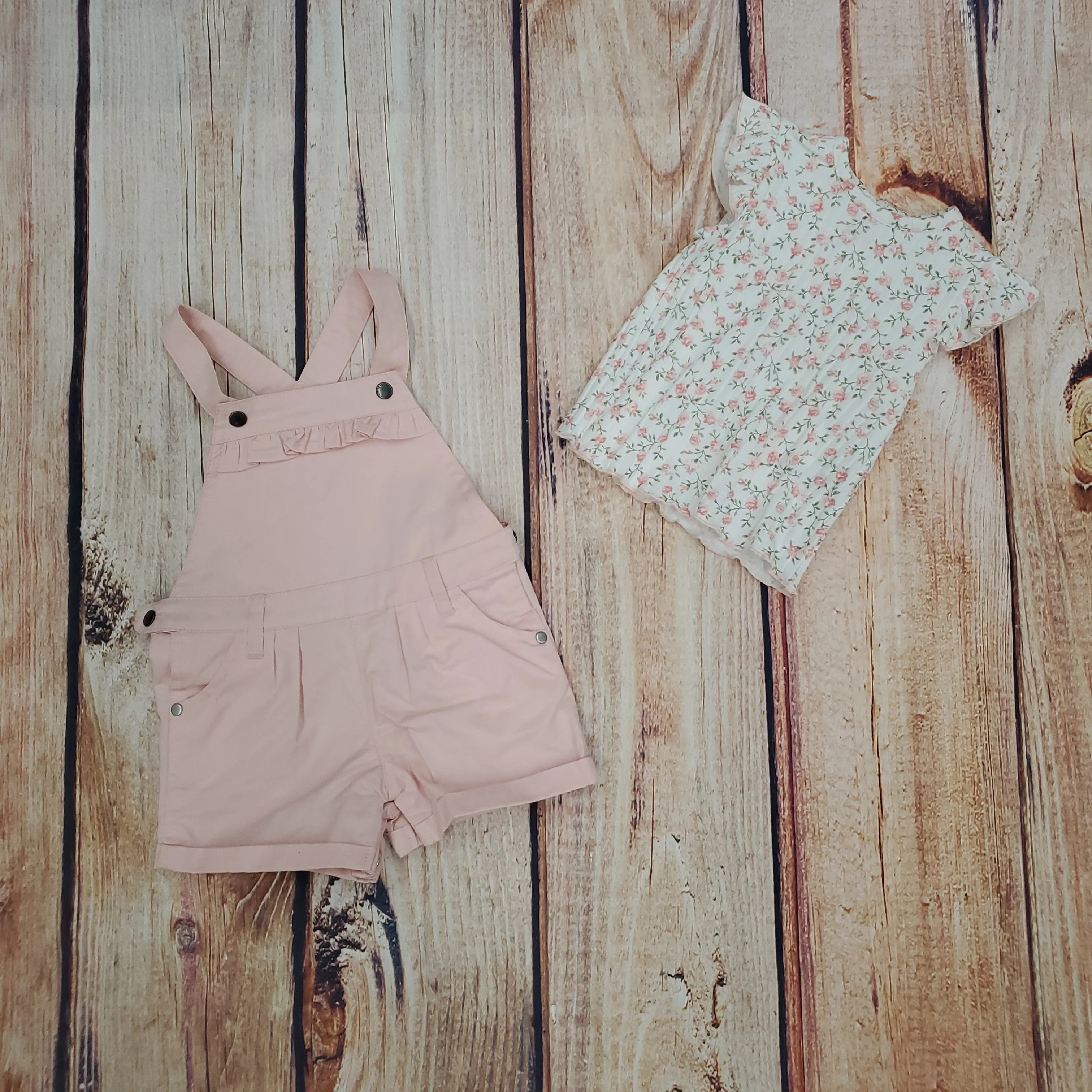 Little Me Pink Bib Short Set