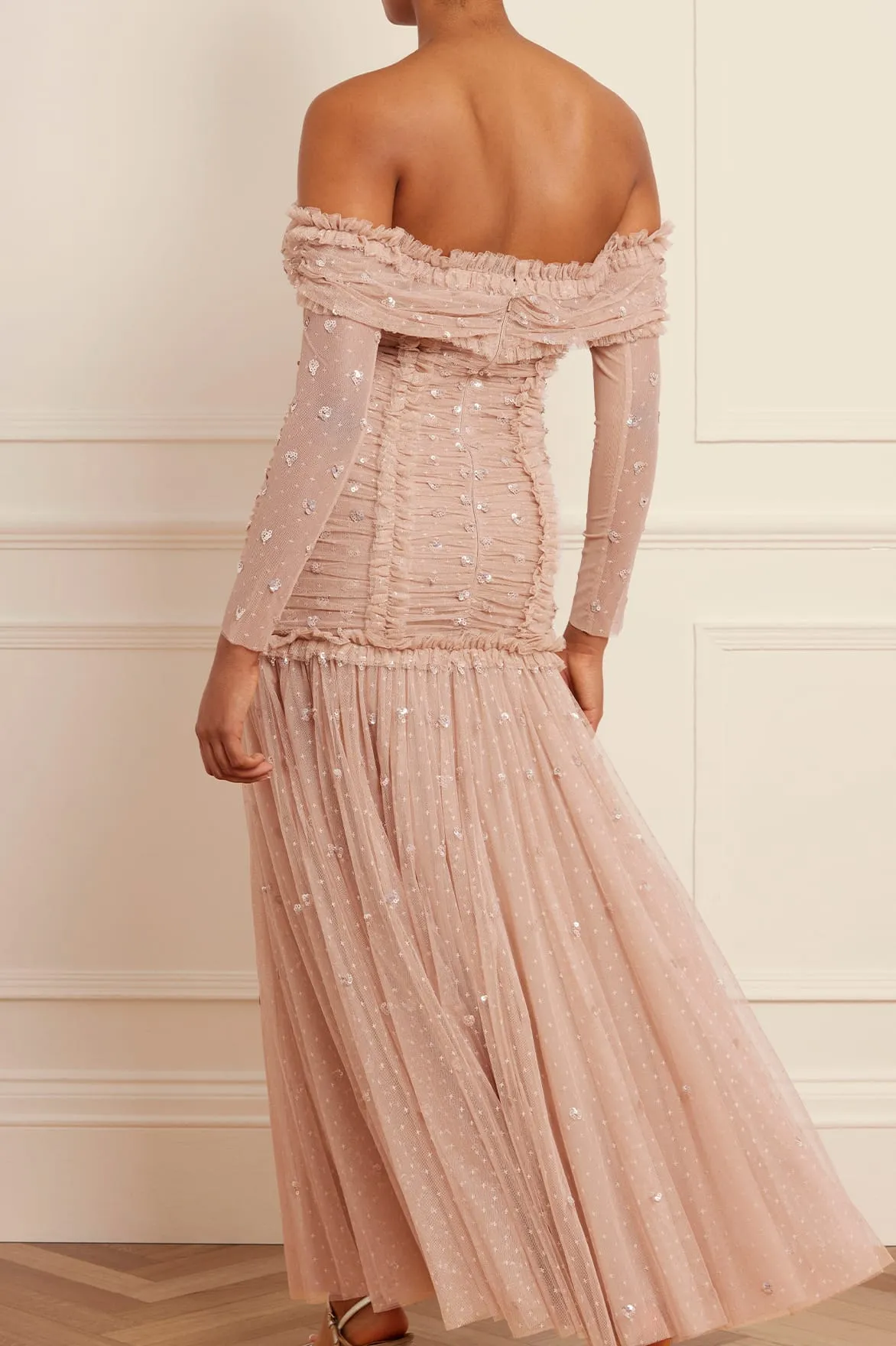 Love Heart Rouched Off-Shoulder Gown