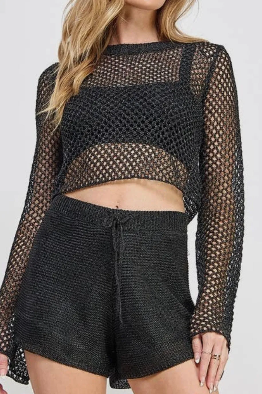 MARA BLACK KNIT SHORTS