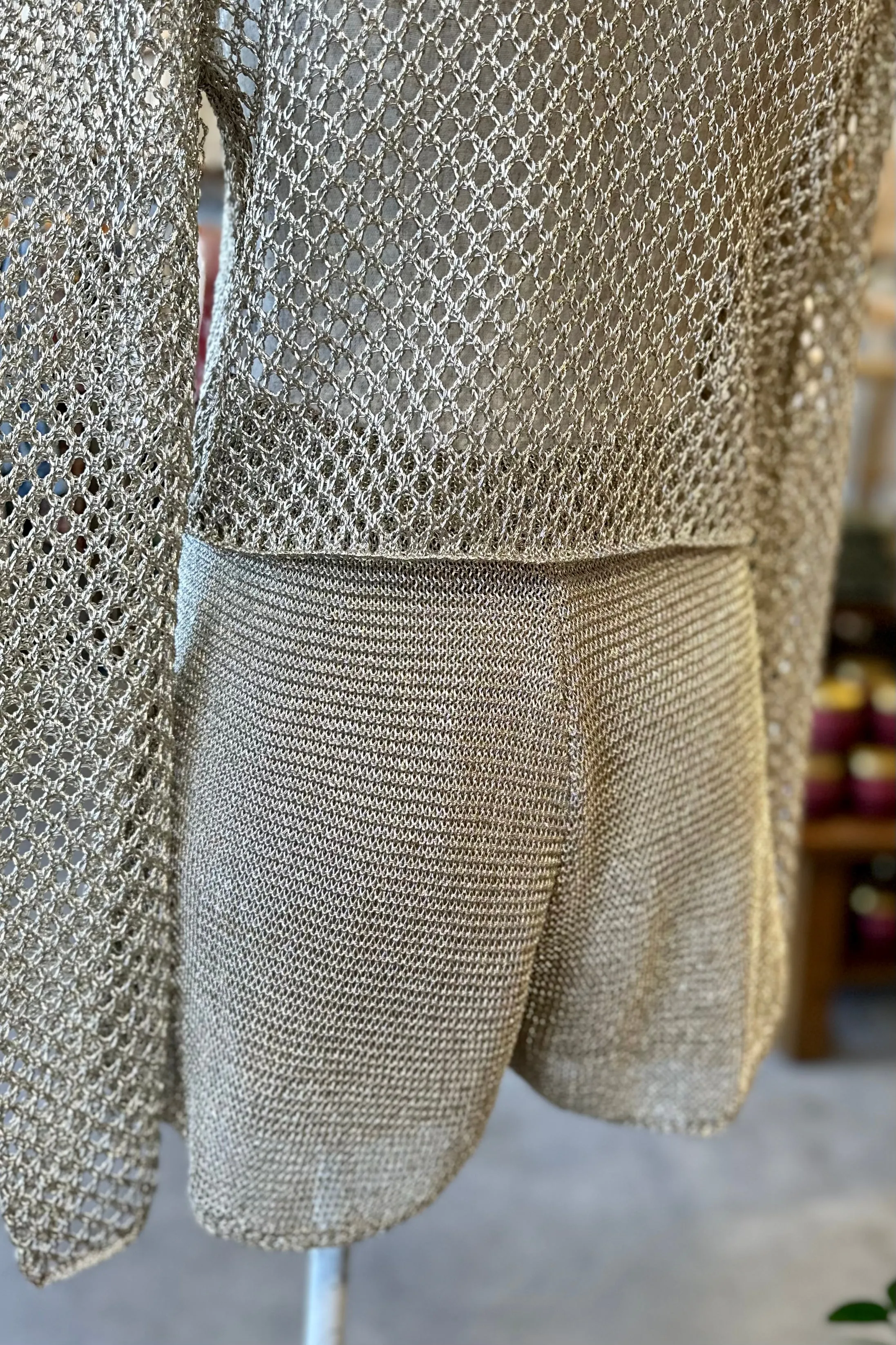 MARA GOLD KNIT SHORTS