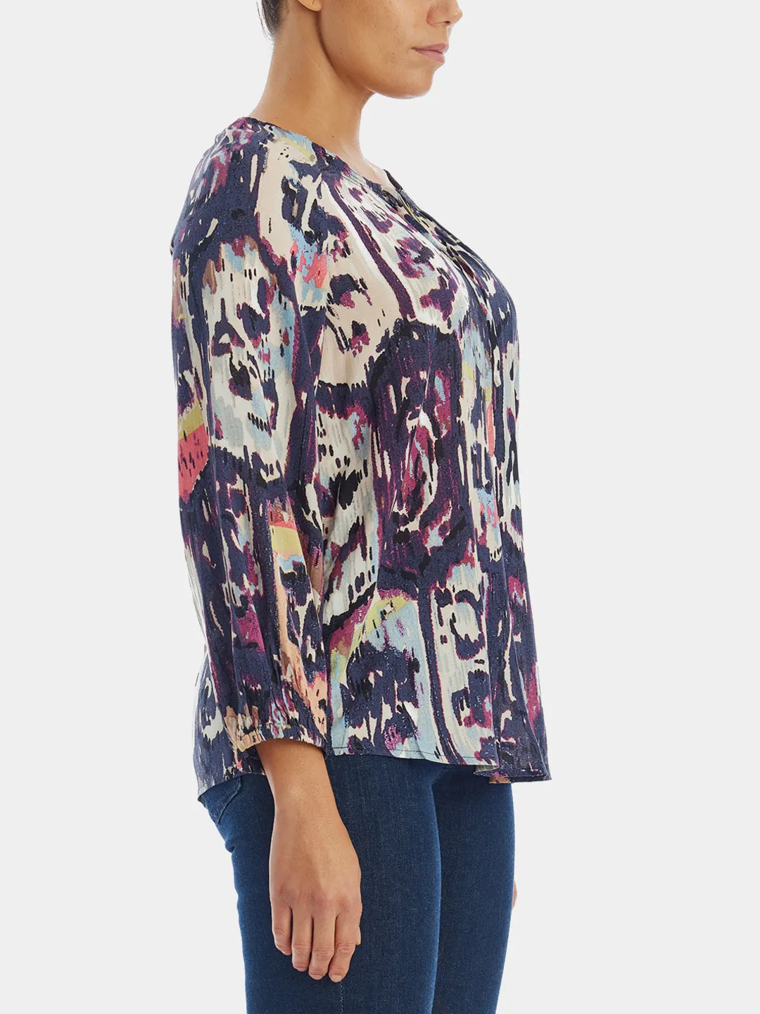 Medallion Mix Keyhole Blouse