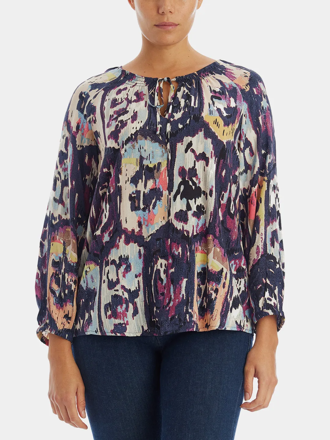 Medallion Mix Keyhole Blouse