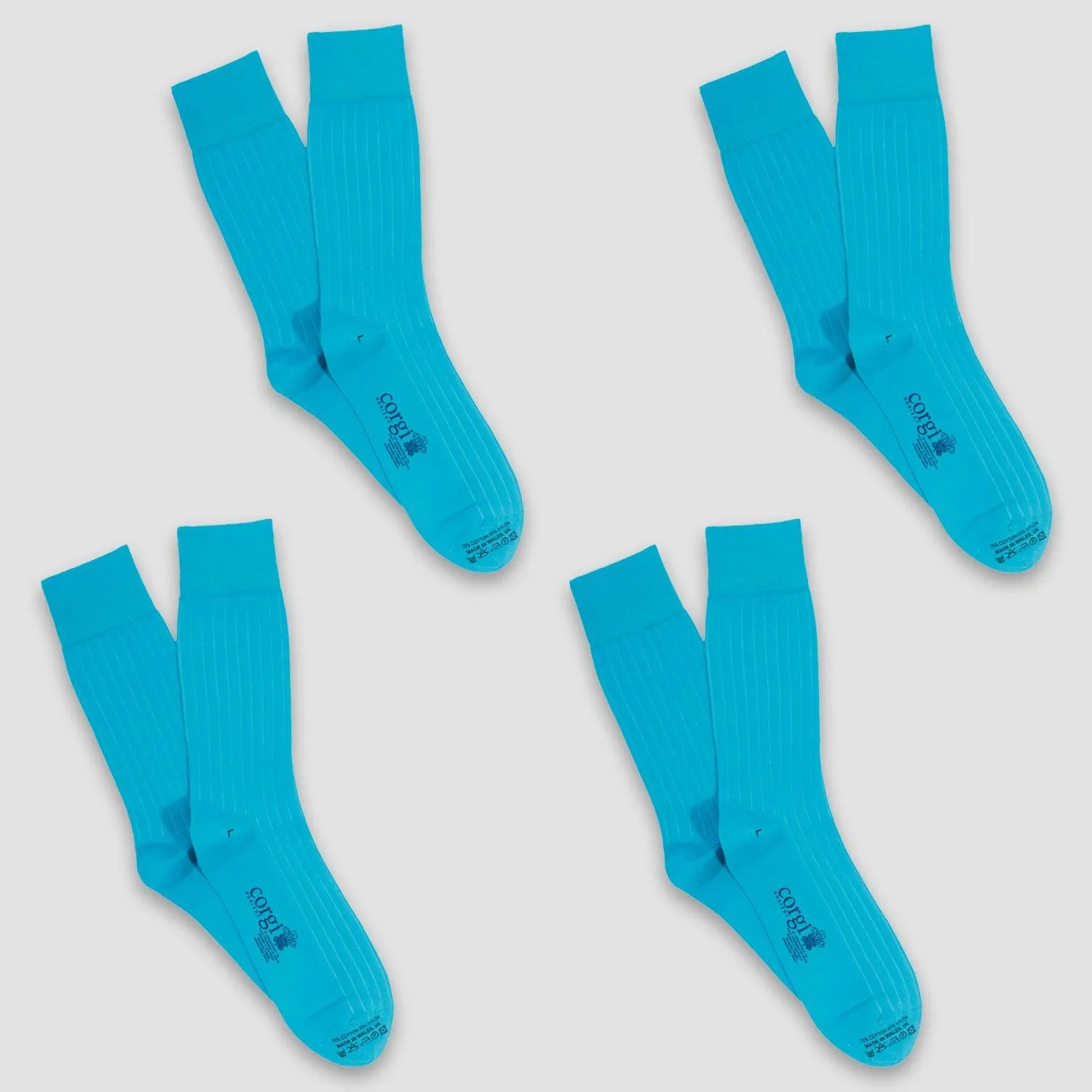 Men's 4-Pair Brecon Ribbed Cotton Socks