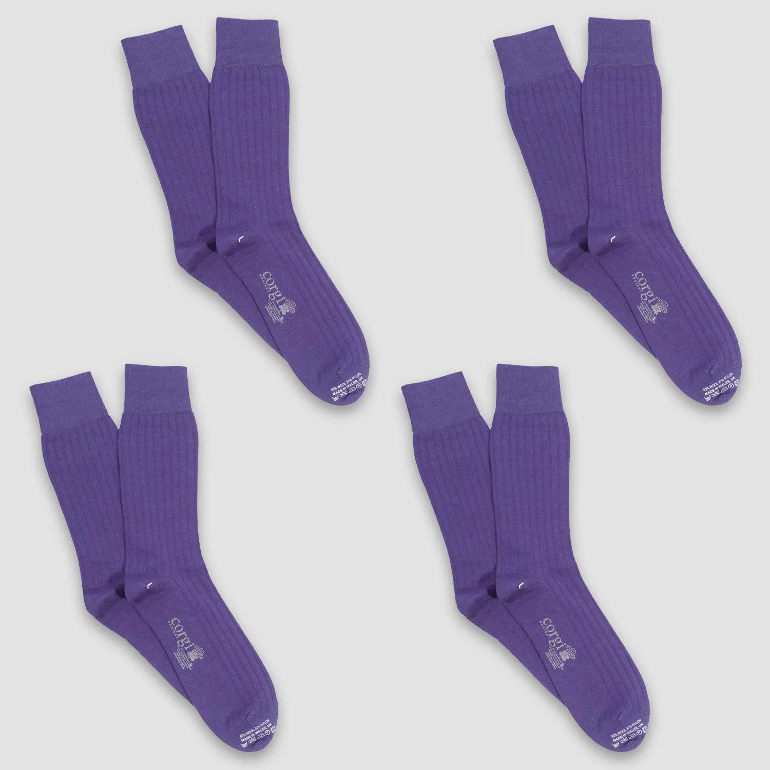 Men's 4-Pair Tenby Ribbed Merino Wool Socks