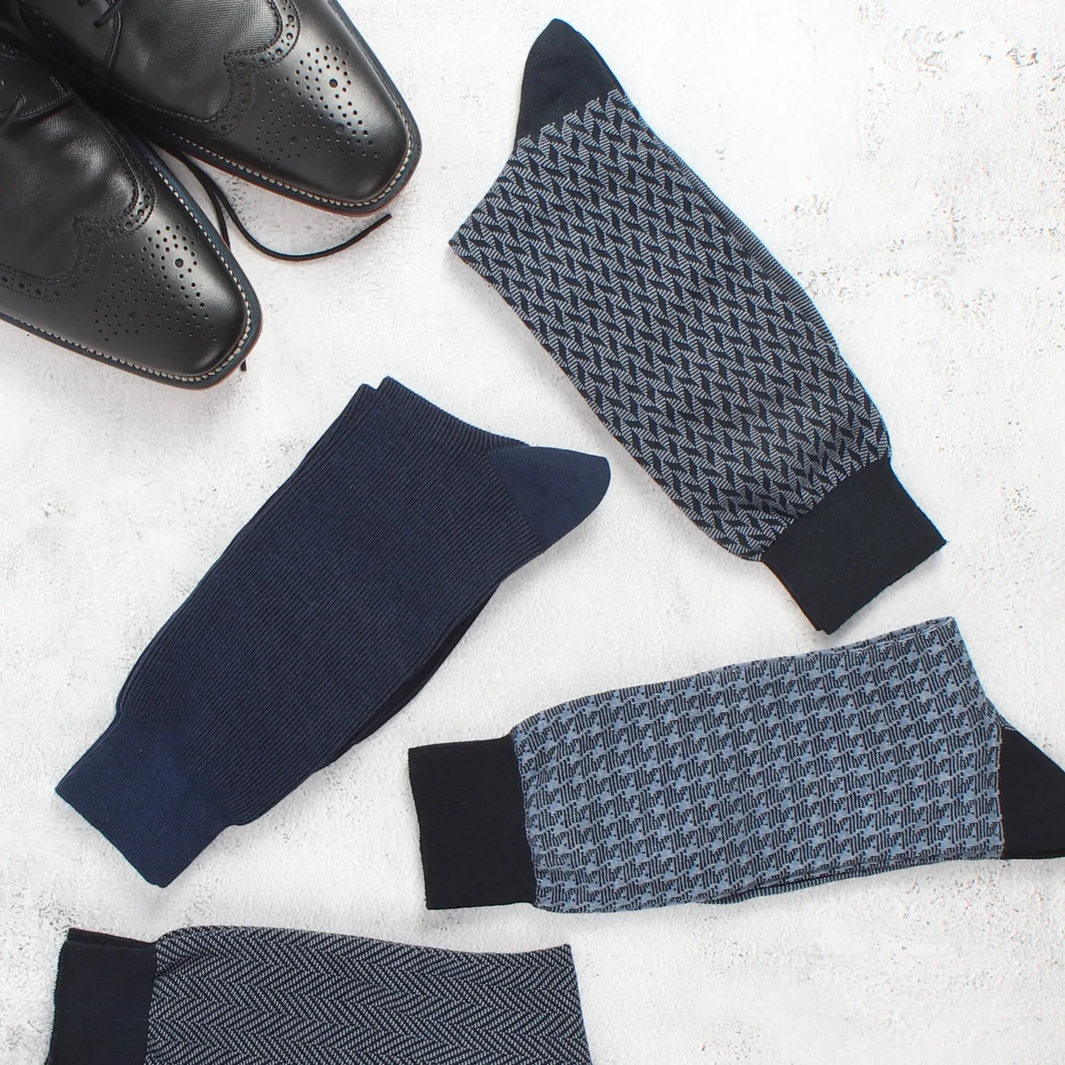 Men's Formal 4-Pair Patterned Cotton Socks