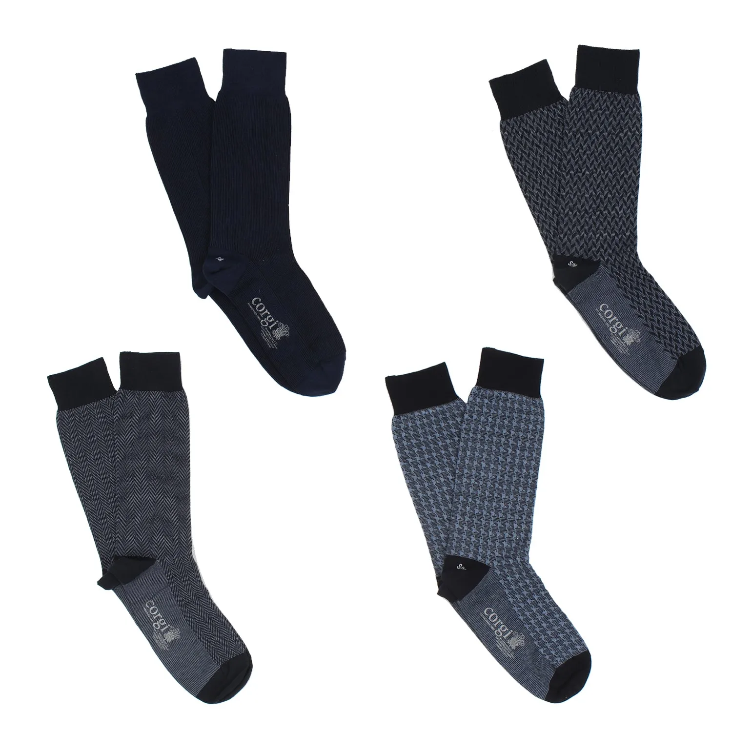 Men's Formal 4-Pair Patterned Cotton Socks