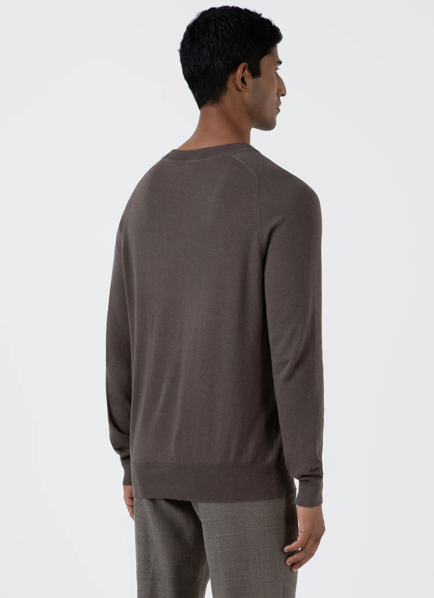 Men's Sea Island Cashmere Crew Neck Jumper in Cedar