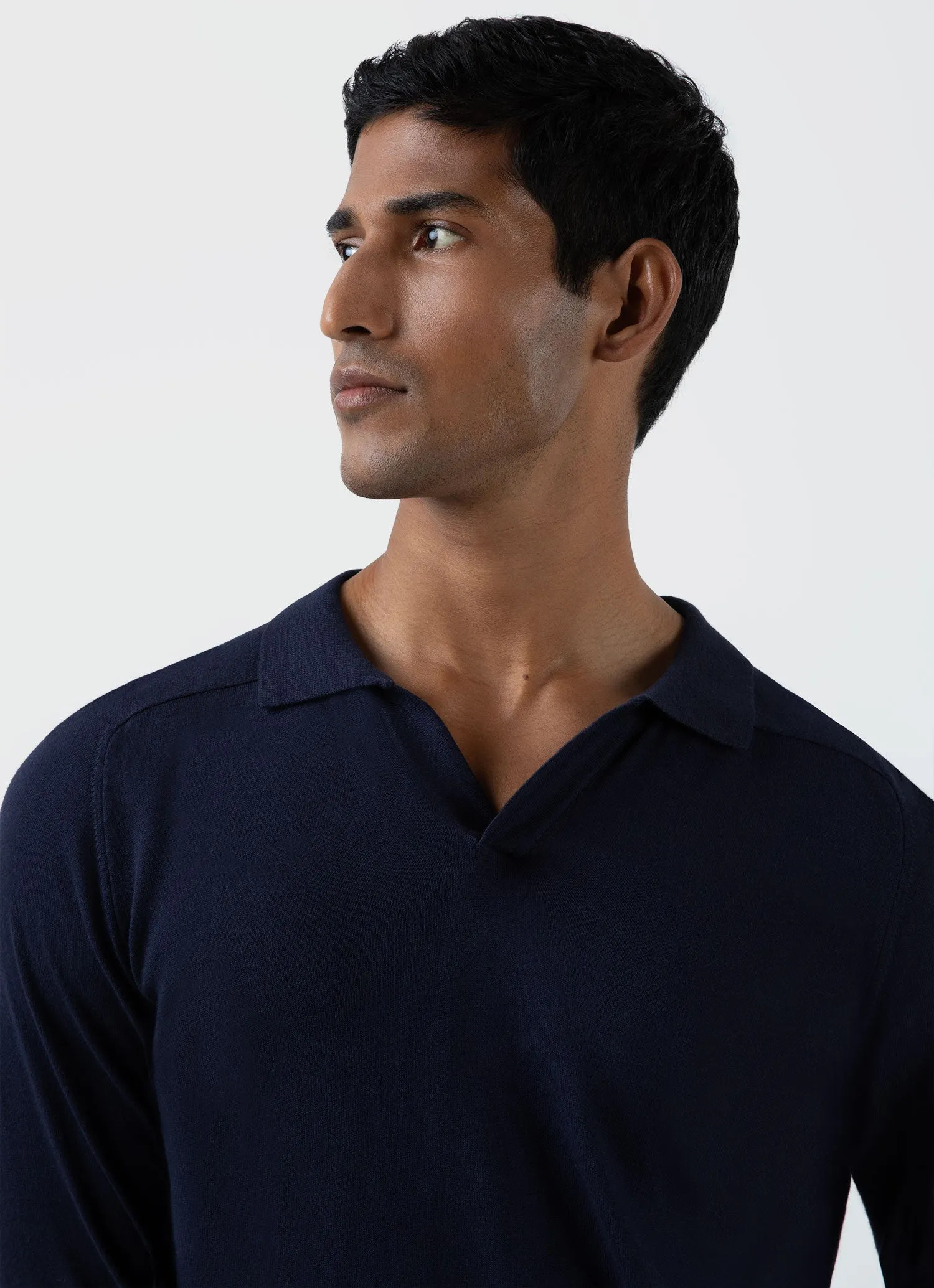 Men's Sea Island Cashmere Polo Shirt in Navy