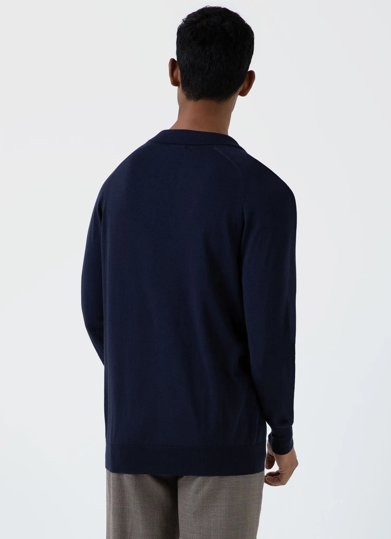 Men's Sea Island Cashmere Polo Shirt in Navy