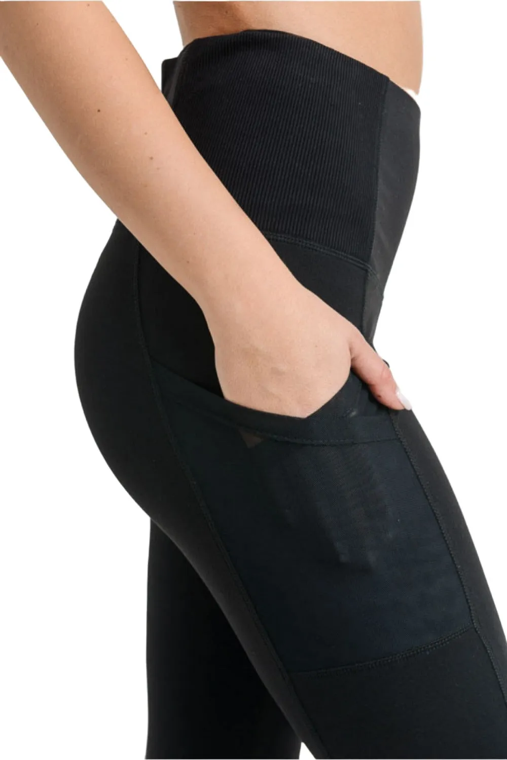 Mono B Ribbed & Cuffed Overlay Pocket Leggings AP2037