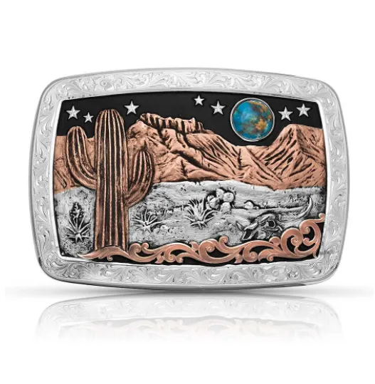 Montana Silversmith Desert Moon Turquoise Cactus Belt Buckle