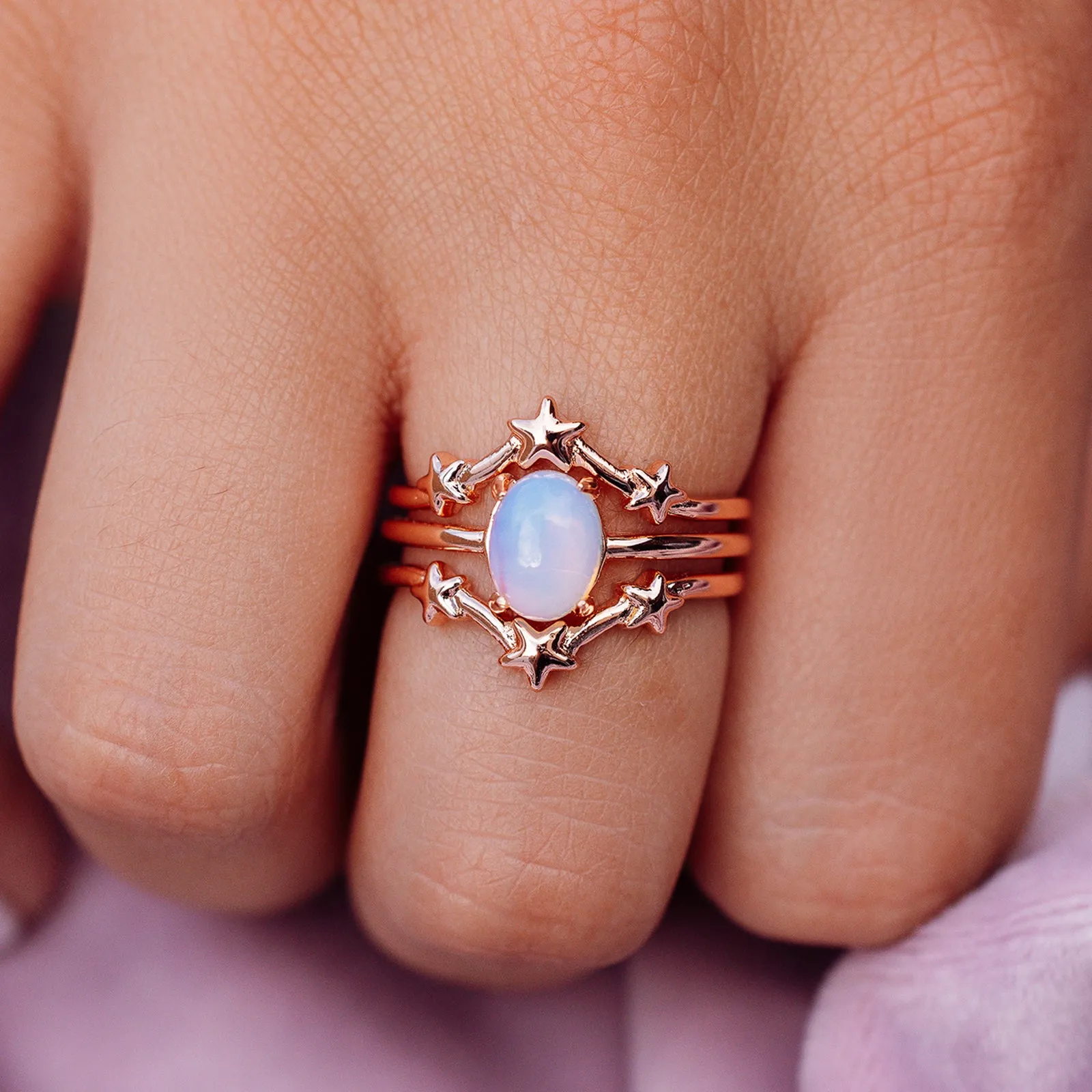 Moonstone Stars Ring Stack