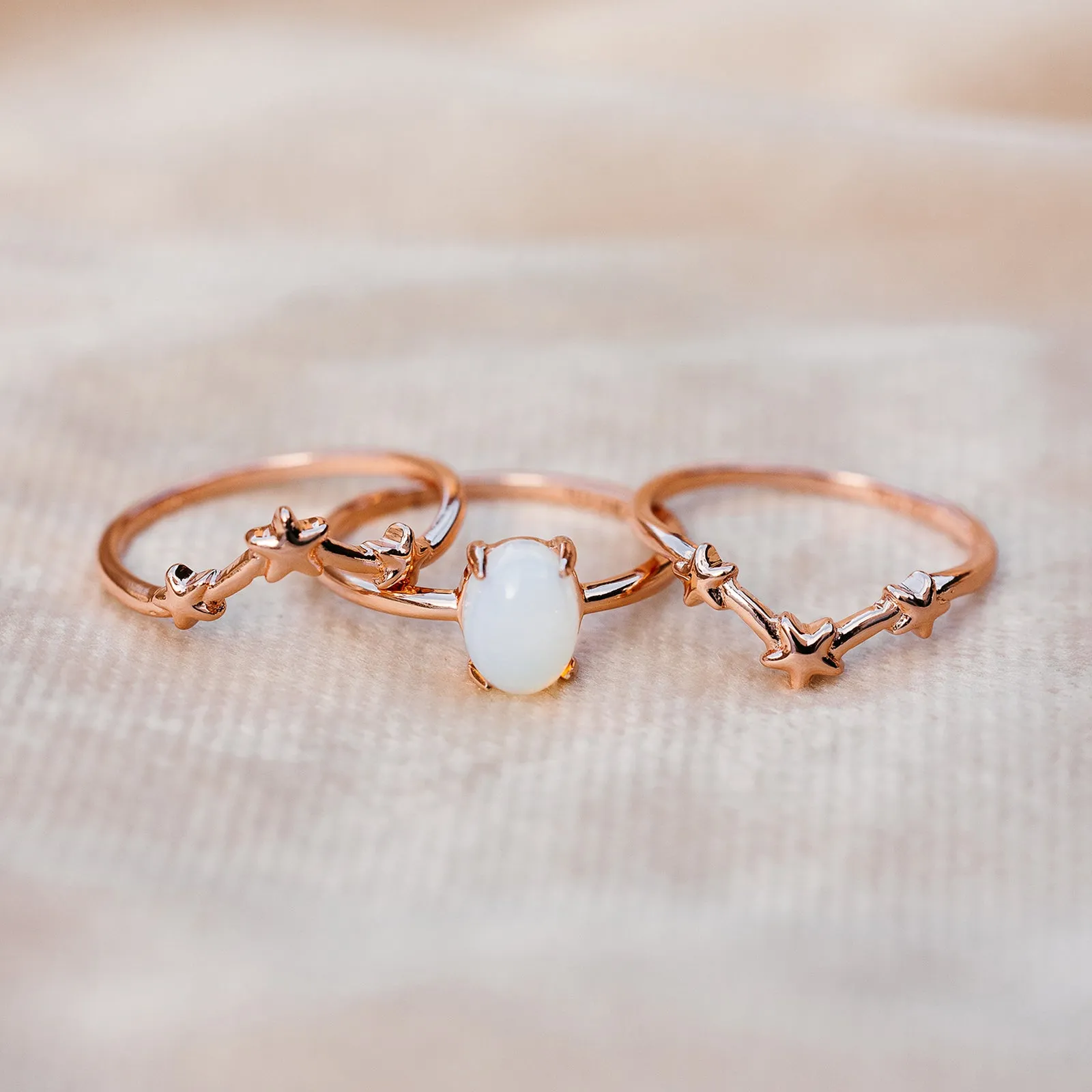 Moonstone Stars Ring Stack