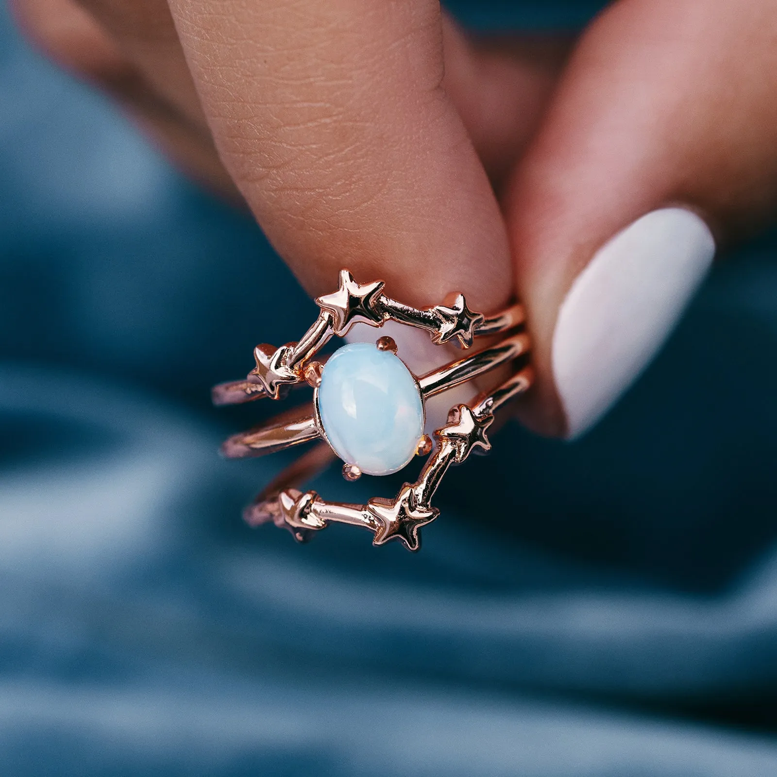 Moonstone Stars Ring Stack