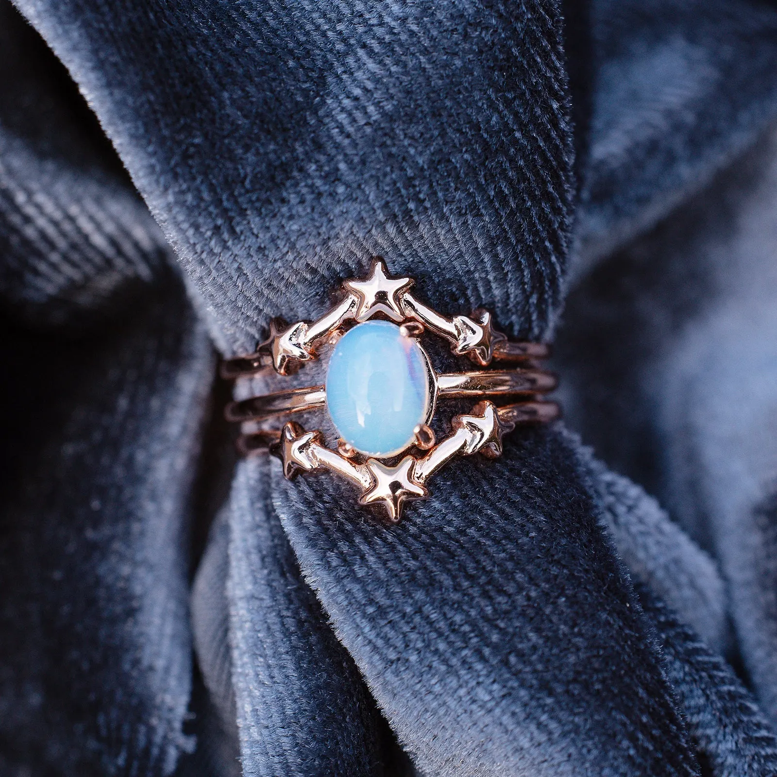 Moonstone Stars Ring Stack