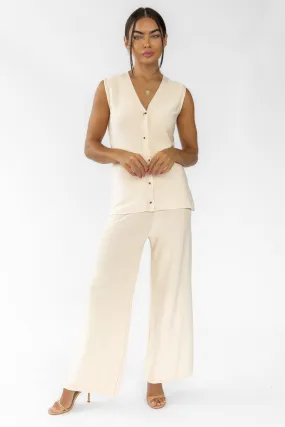 Myla Ecru Knit Wide Leg Pants - Final Sale