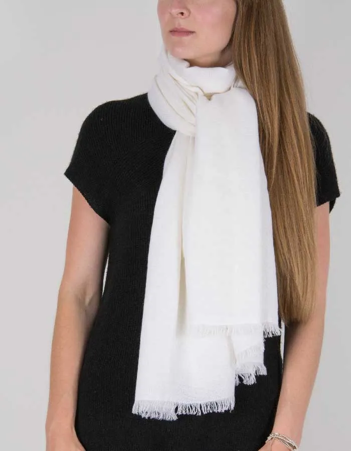 Natural White Cashmere Scarf