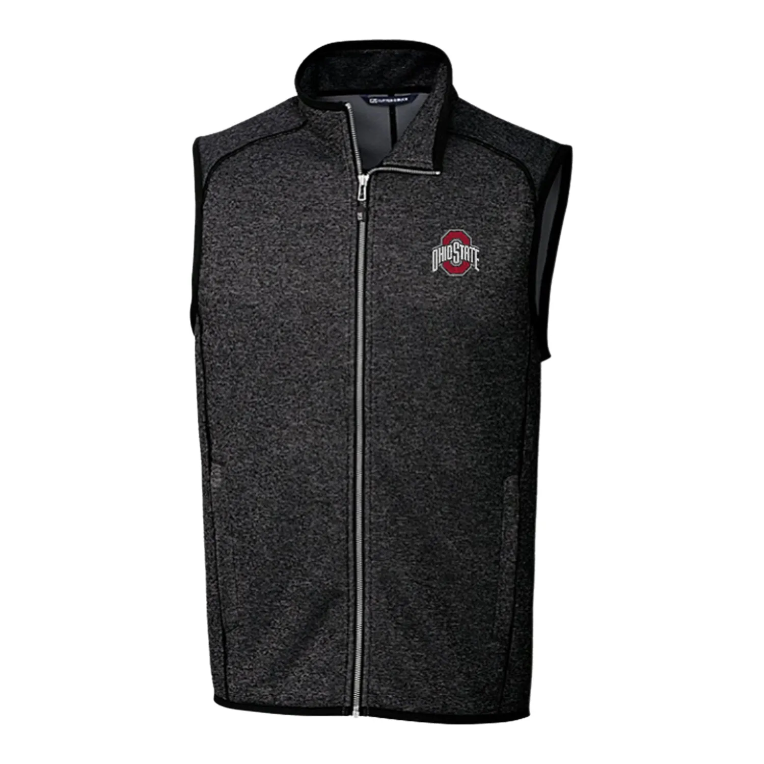 Ohio State Buckeyes Cutter & Buck Mainsail Sweater-Knit Charcoal Full Zip Vest