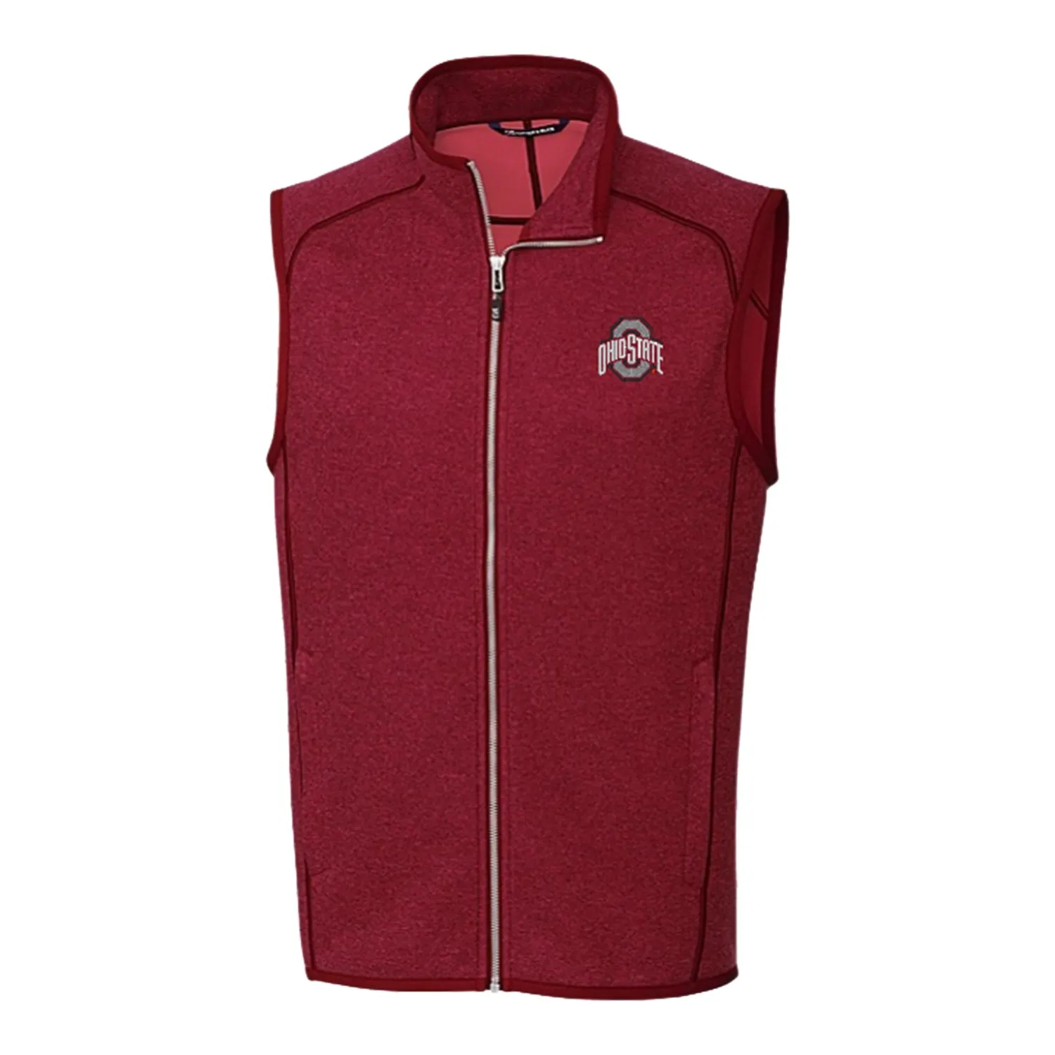 Ohio State Buckeyes Cutter & Buck Mainsail Sweater-Knit Scarlet Full Zip Vest