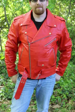 OnF Leather Biker Jackets in Red