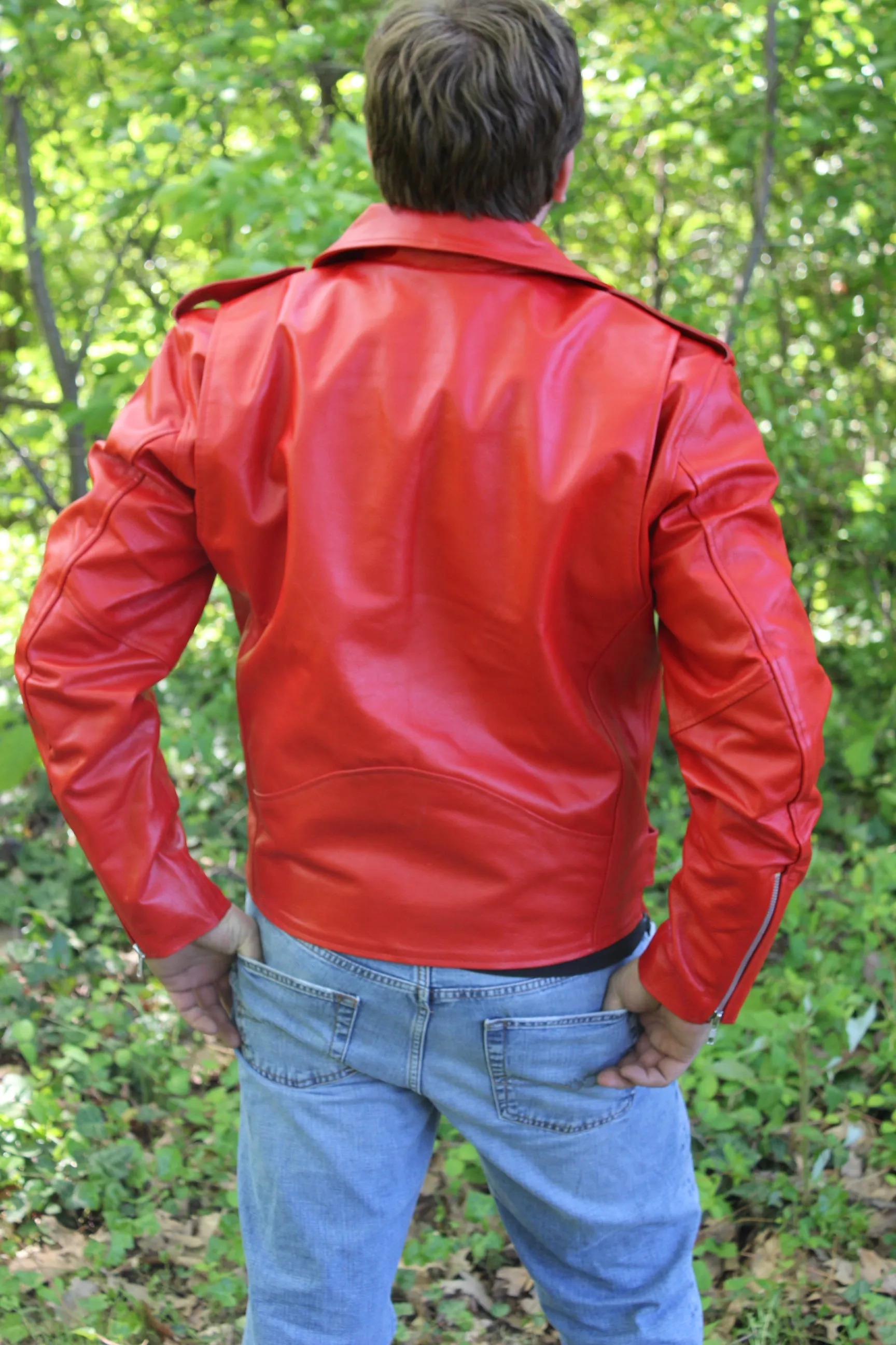 OnF Leather Biker Jackets in Red