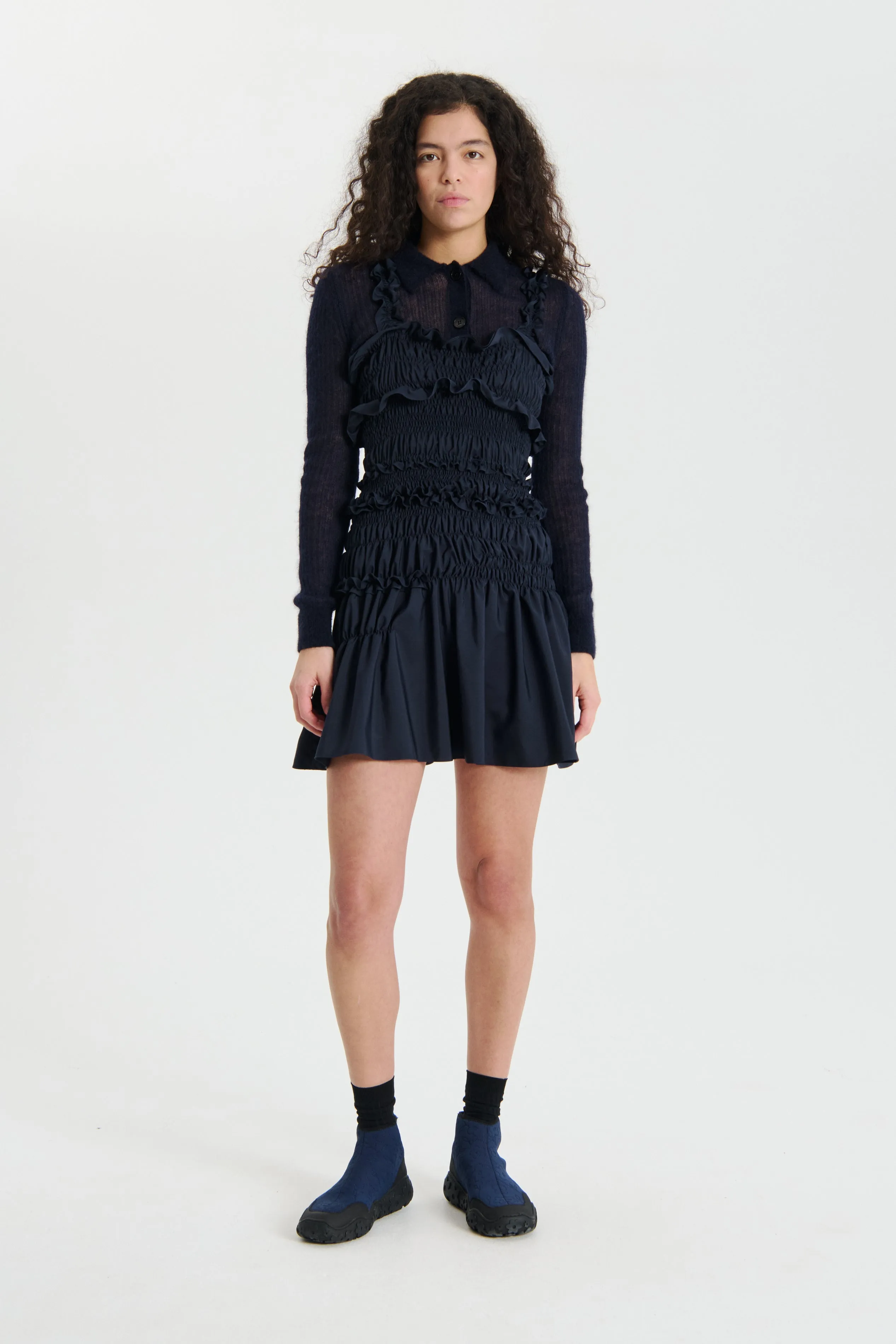 OONA | DRESS RECYCLED FAILLE NAVY