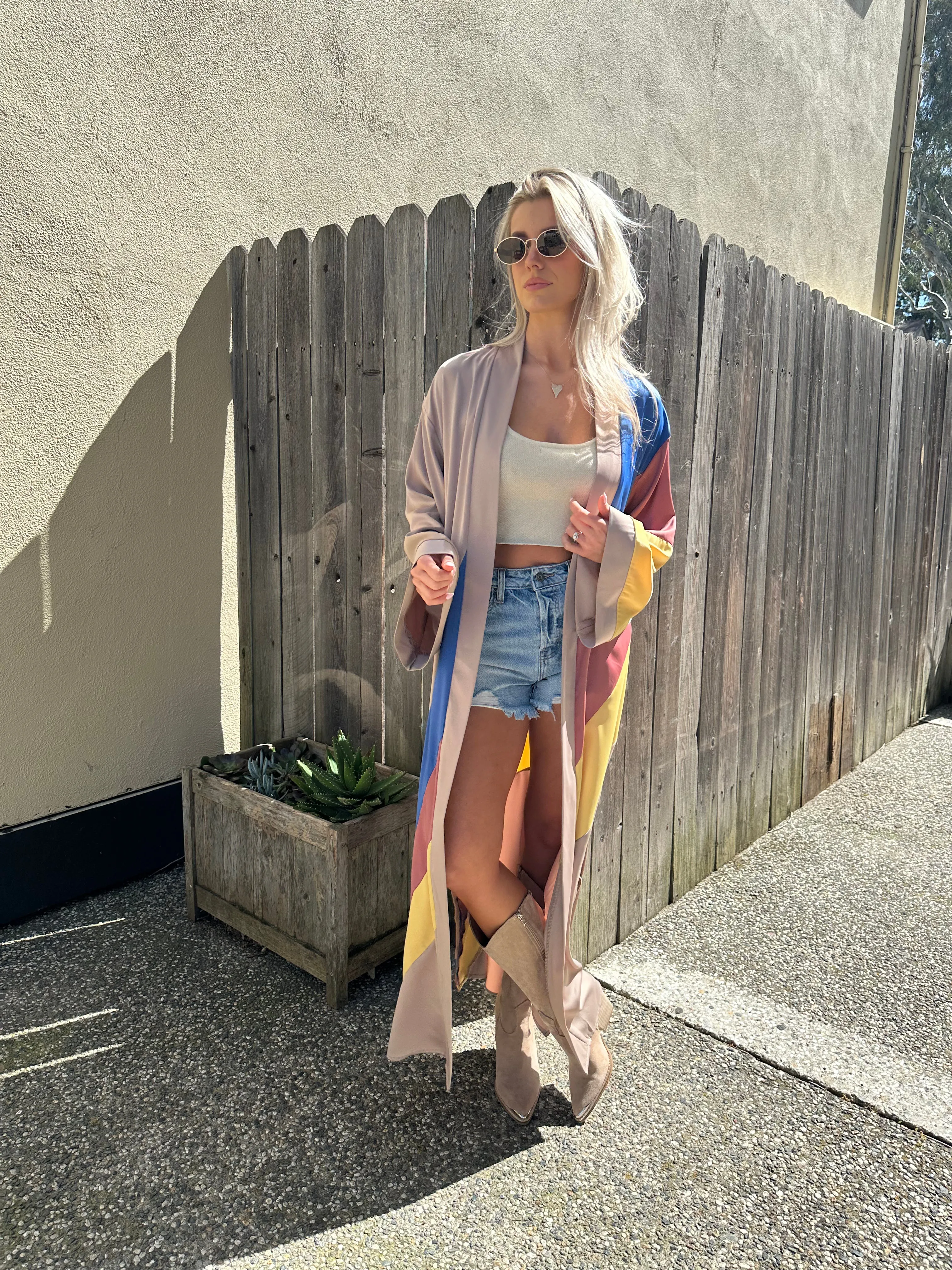 PALM CANYON TAN CHEVRON KIMONO