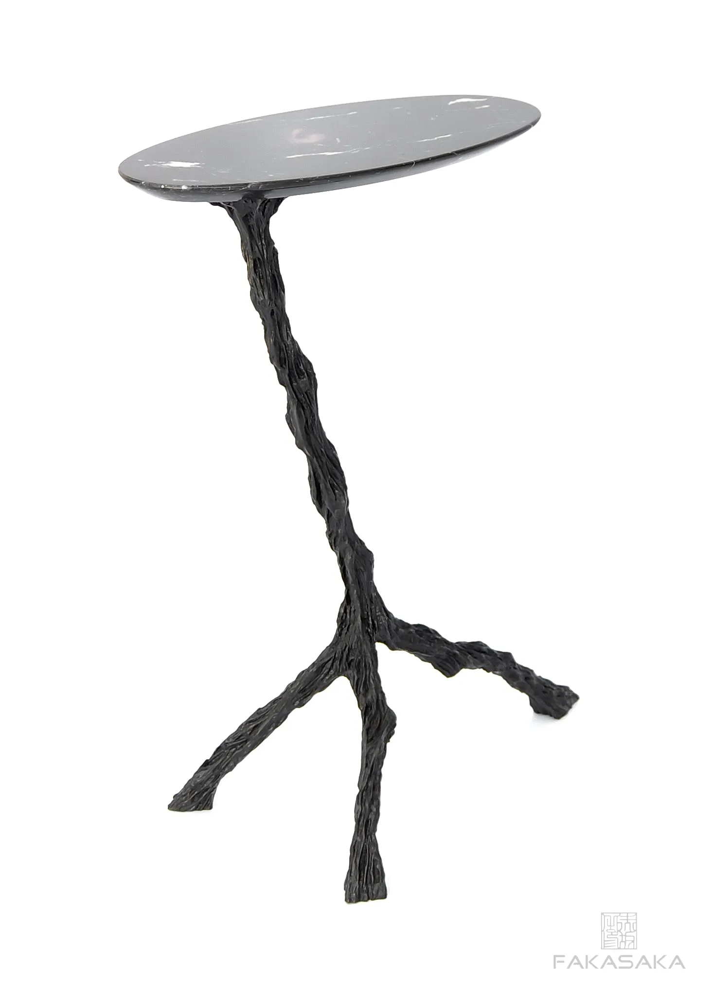 PANCHO DRINK TABLE<br><br>NERO MARQUINA MARBLE<br>DARK BRONZE