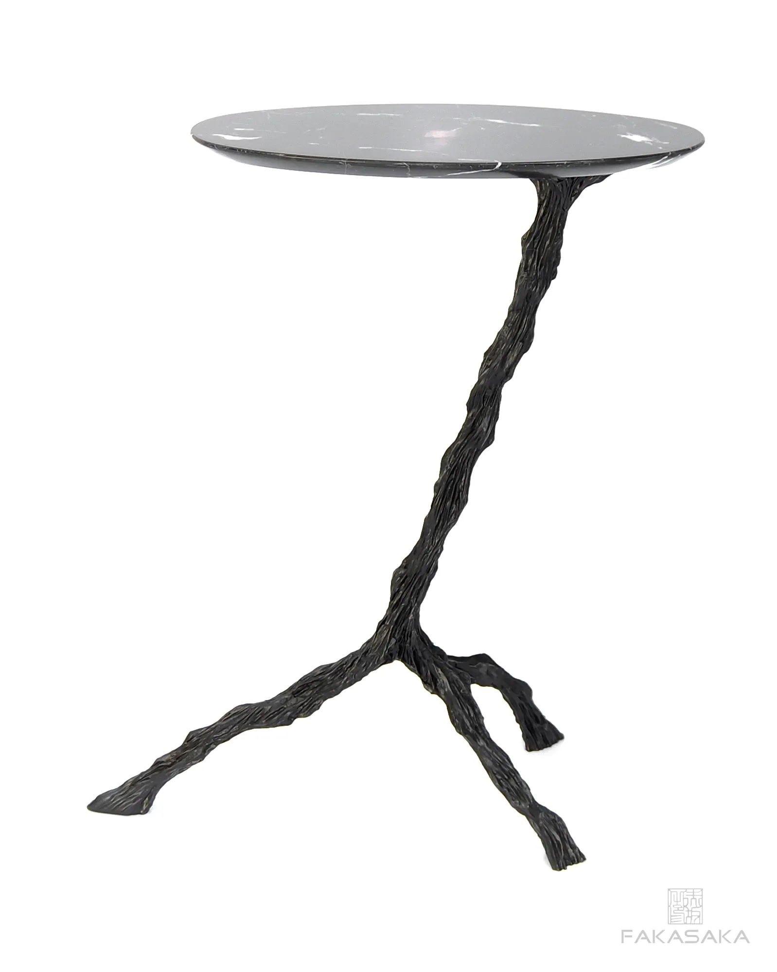 PANCHO DRINK TABLE<br><br>NERO MARQUINA MARBLE<br>DARK BRONZE