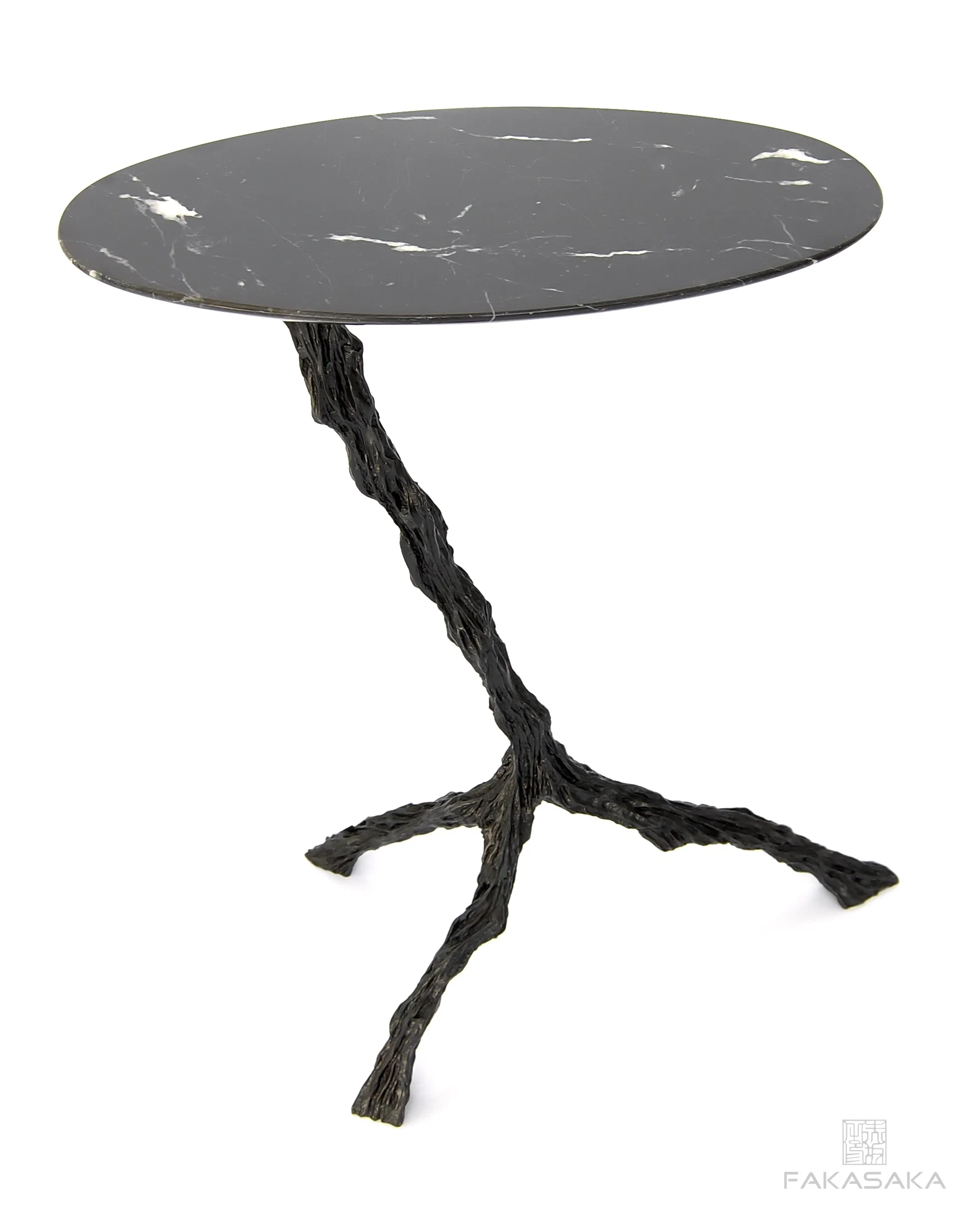 PANCHO DRINK TABLE<br><br>NERO MARQUINA MARBLE<br>DARK BRONZE