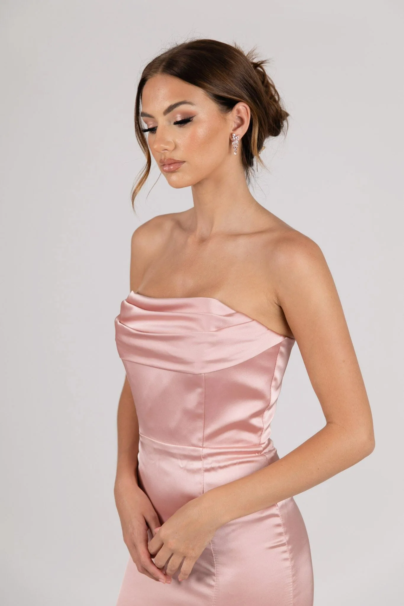 Peyton Strapless Satin Maxi Dress - Dusty Pink