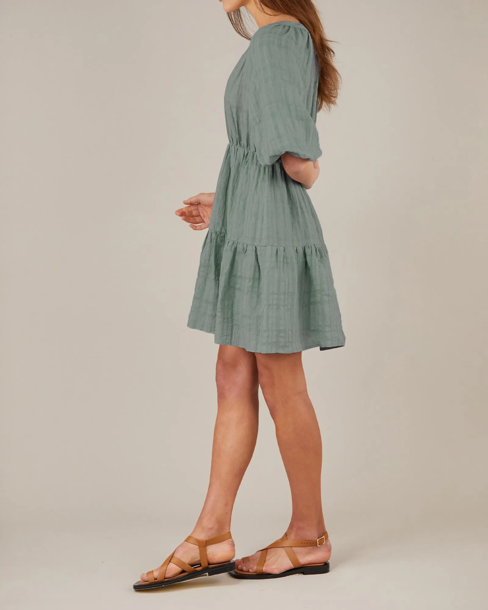 Pila Linen Mini Dress - Khaki