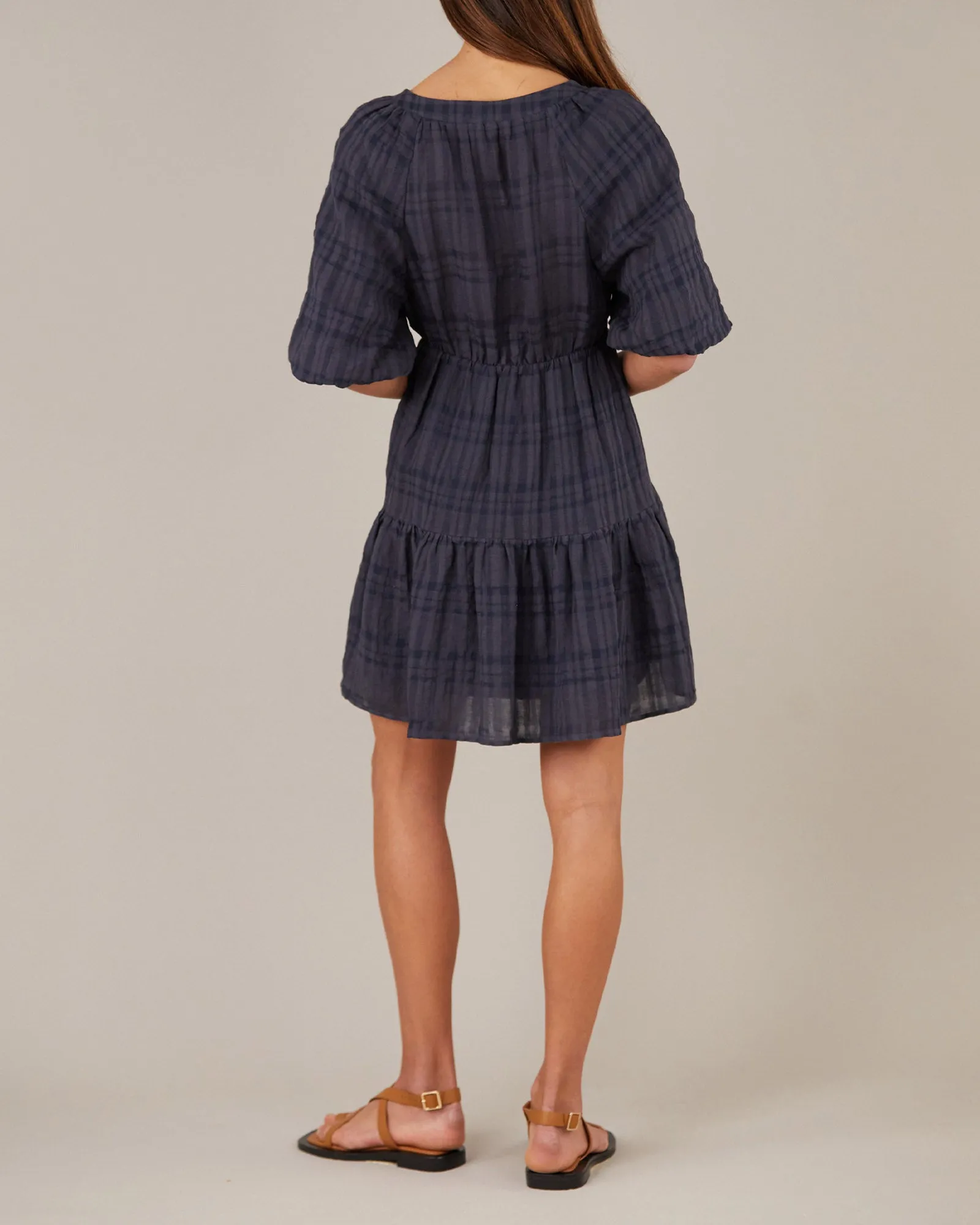 Pila Linen Mini Dress - Navy