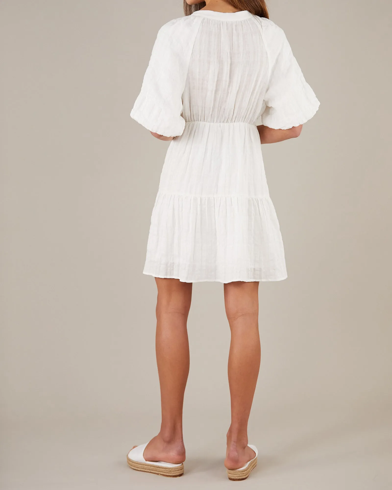 Pila Linen Mini Dress - White