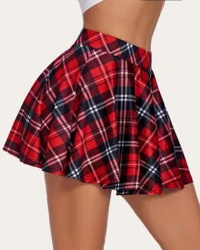 Plaid Skirts High Waist A Line Skater Skirt