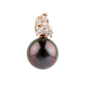 Plum Peacock Tahitian Pearl & Diamond Asteria Pendant or Necklace on 14K Rose Gold