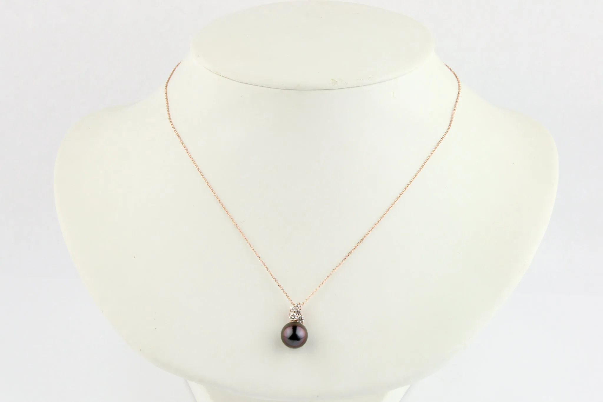 Plum Peacock Tahitian Pearl & Diamond Asteria Pendant or Necklace on 14K Rose Gold