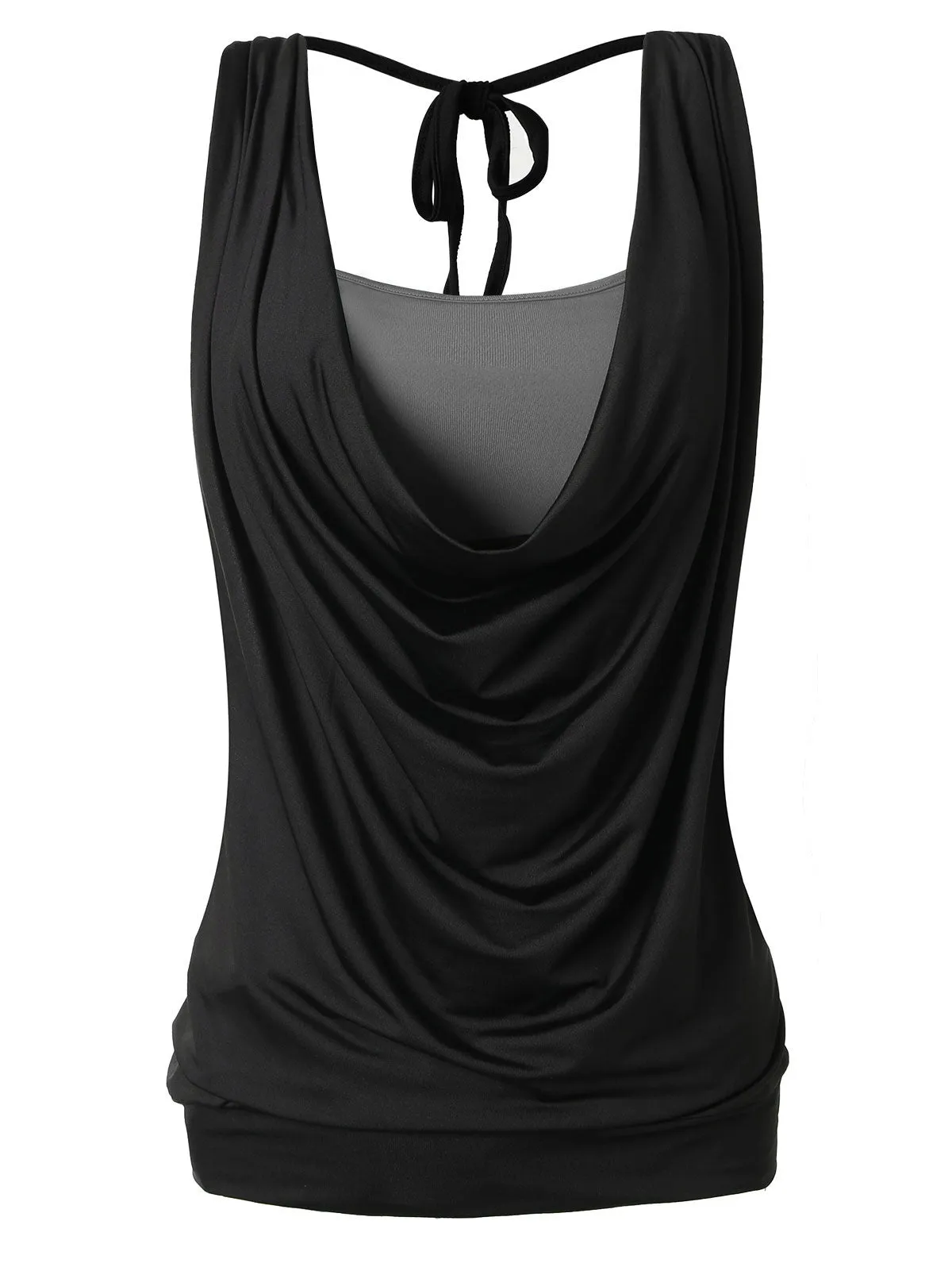 Plus Size Draped Neck 2 in 1 Tank Top