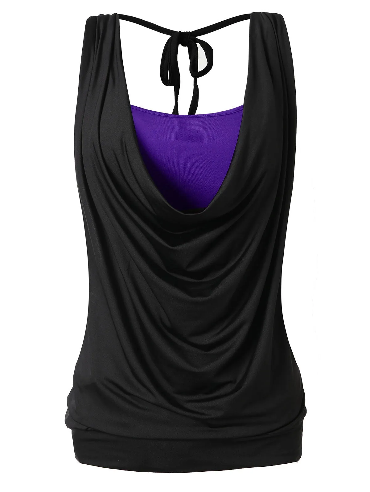 Plus Size Draped Neck 2 in 1 Tank Top