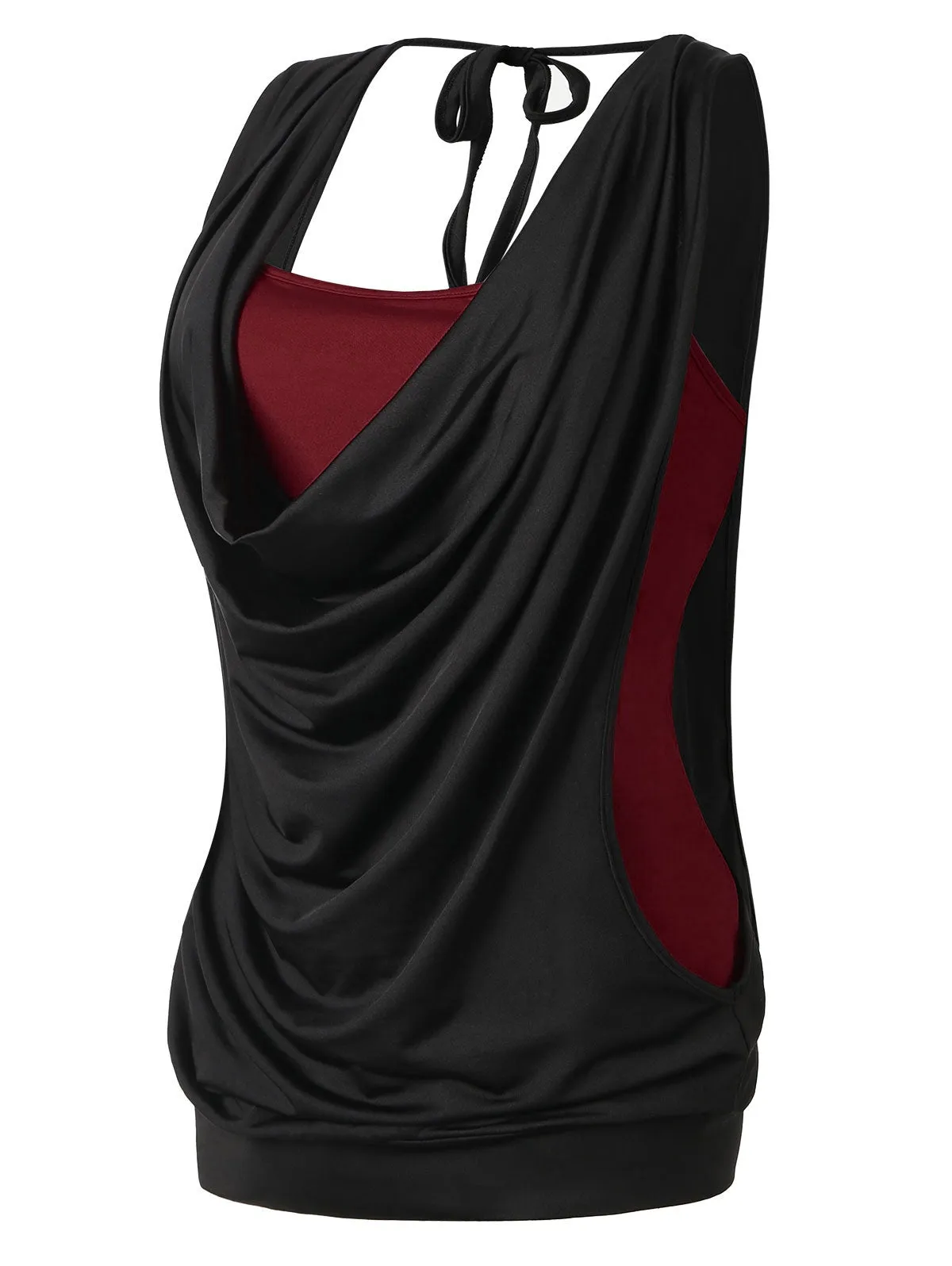 Plus Size Draped Neck 2 in 1 Tank Top