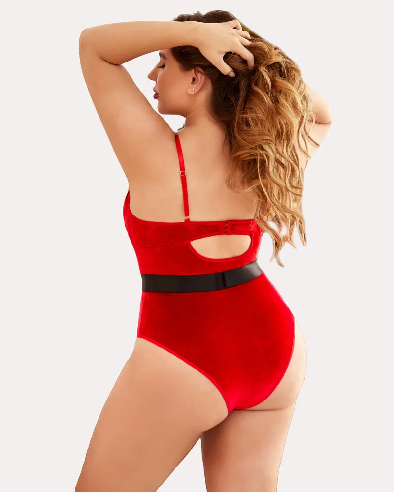 Plus Size Teddy Bodysuit with Belt